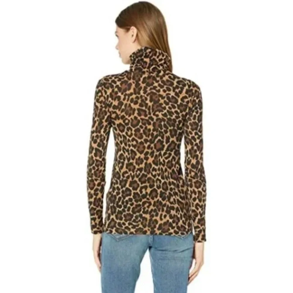 NWT J. Crew Tissue Turtleneck Top In Leopard Print XS